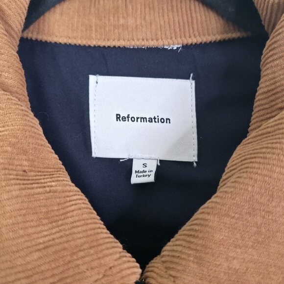 Reformation Archer Denim Jacket Ondine Dark Wash Collared Oversized Size S - Picture 4 of 11